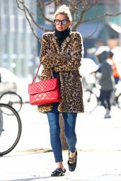 Nicky Hilton in a Leopard Print Coat and Red Chanel Handbag - NYC 12/06/2017