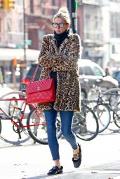 Nicky Hilton in a Leopard Print Coat and Red Chanel Handbag - NYC 12/06/2017