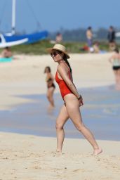 Olivia Munn in a Red Swimsuit on the Beaches of Hawaii 12/09/2017