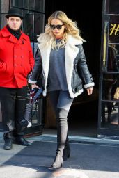 Rita Ora in Moto Jacket - Leaving Her Hotel in NYC