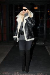 Rita Ora in Moto Jacket - Leaving Her Hotel in NYC