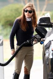 Selma Blair in Riding Outfit Pumping Gas in Los Angeles