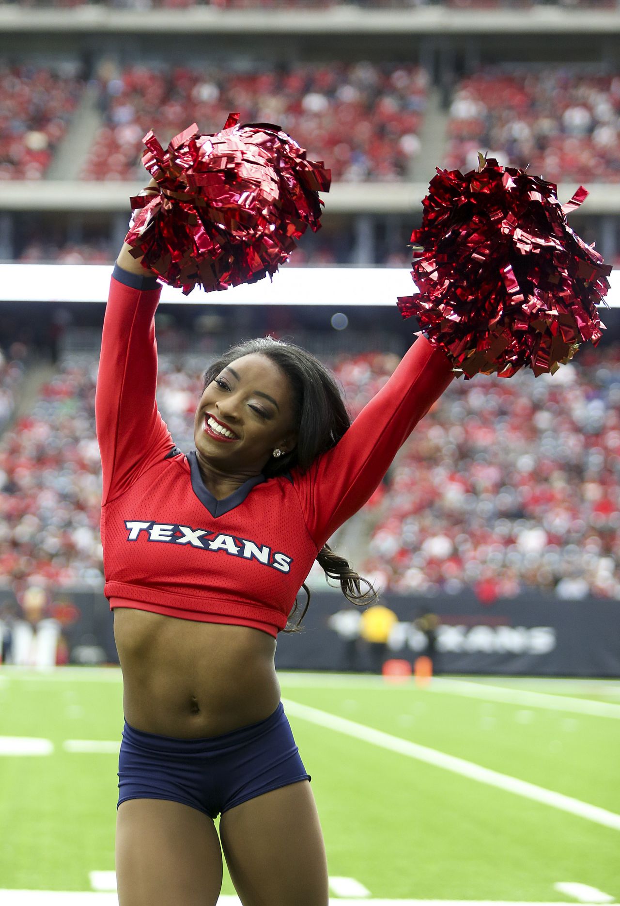 Simone Biles Performs With the Houston Texans Cheerleaders in Houston