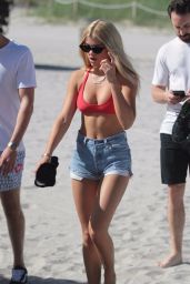 Sofia Richie in a Red Bikini on the Beach in Miami Beach 