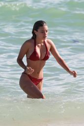 Sophia Vantuno in a Red Bikini - Beach in Miami, December 2017
