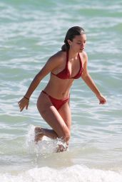 Sophia Vantuno in a Red Bikini - Beach in Miami, December 2017