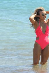 Tallia Storm in Swimsuit - Enjoys a Day at the Beach in Spain
