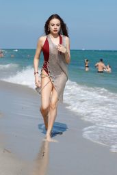 Xenia Tchoumitcheva in Swimsuit on Miami Beach 12/08/2017