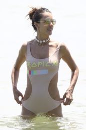 Alessandra Ambrosio in Swimsuit at the Beach Praia Brava