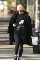 Ashlee Simpson in a Fur Collar Coat - Out in Los Angeles