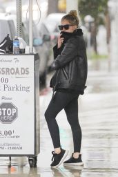 Ashley Benson in a Leather Biker Jacket - West Hollywood 01/09/2018