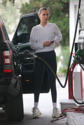 Bella Hadid Street Style - Pumping Gas at the Gas Station in Beverly Hills