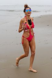 Blanca Blanco in a Red Swimsuit in Malibu