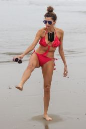 Blanca Blanco in a Red Swimsuit in Malibu