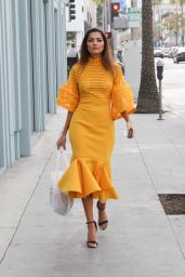 Blanca Blanco in Yellow Dress Arriving to BAFTA Tea Party in LA