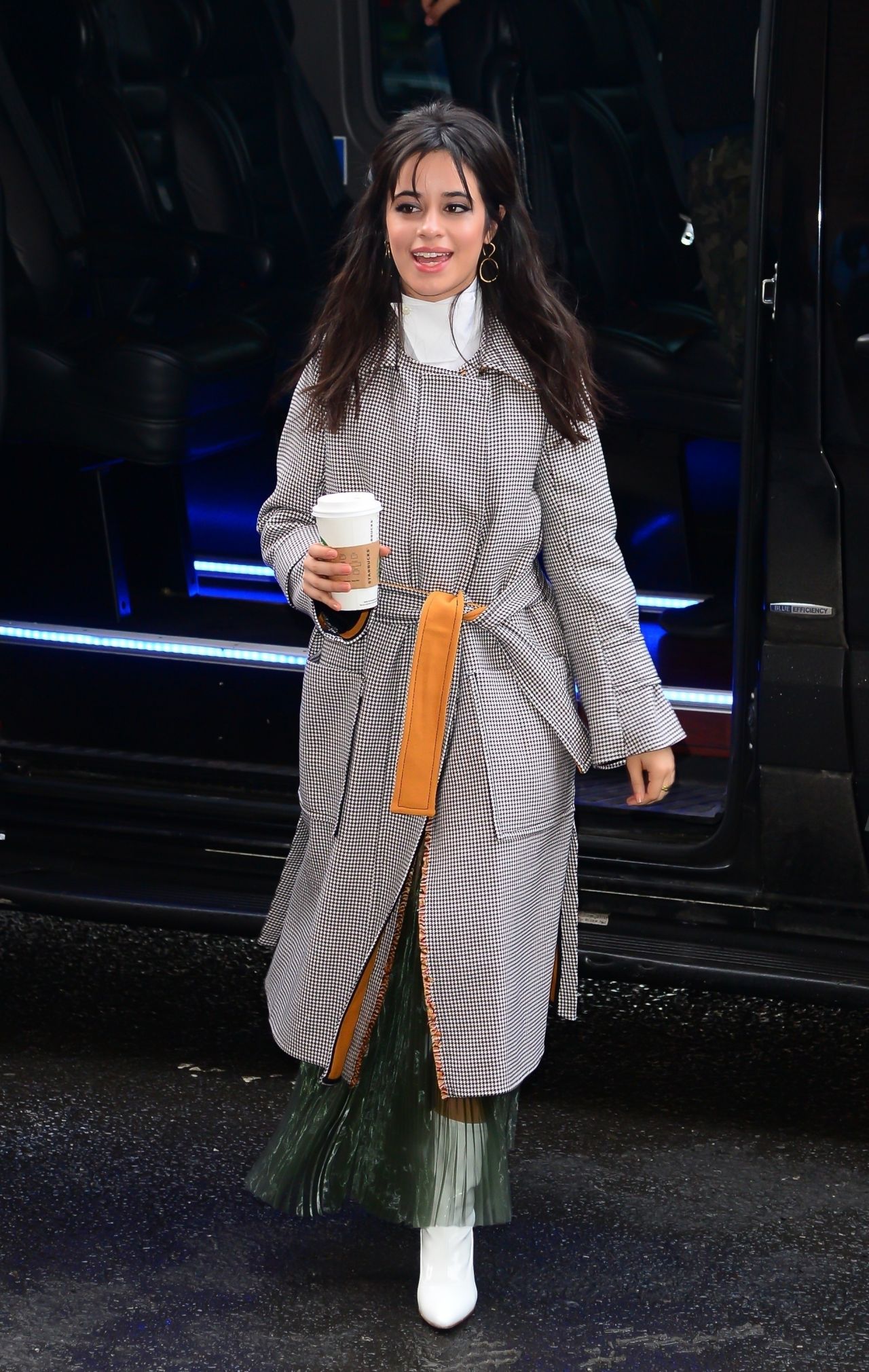 Camila Cabello Looking Chic and Stylish in a Long Grey Coat Out in New