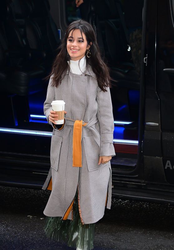 Camila Cabello Looking Chic and Stylish in a Long Grey Coat Out in New York City