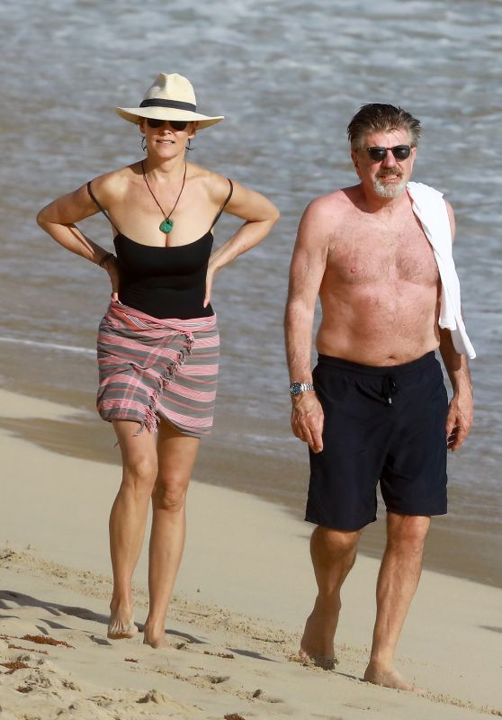 Carey Lowell in St Barts Beach With Her Boyfriend Tom Preston