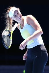 Caroline Wozniacki Practice Session at the Australian Open in Melbourne