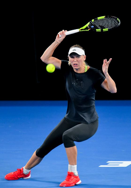 Caroline Wozniacki - Practises on Rod Laver Arena for the Australian Open