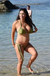 Casey Batchelor in a Green Bikini on the Beach in Tenerife