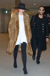 Chrissy Teigen in Travel Outfit at Narita International Airport in Tokyo
