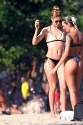 Doutzen Kroes and Candice Swanepoel in Bikinis at Espelho Beach in Bahia