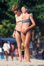 Doutzen Kroes and Candice Swanepoel in Bikinis at Espelho Beach in Bahia