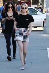 Emma Roberts Leggy in Mini Skirt - Shops at the Melrose Trading Post in LA