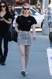 Emma Roberts Leggy in Mini Skirt - Shops at the Melrose Trading Post in LA