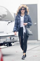 Emmy Rossum in Fur Jacket After the Workout Session in LA