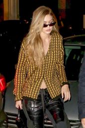 Gigi Hadid in a Black and Yellow Ensemble Out in NYC