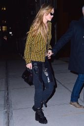 Gigi Hadid in a Black and Yellow Ensemble Out in NYC