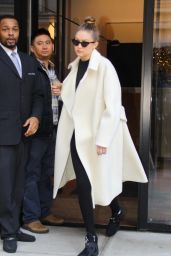 Gigi Hadid is Stylish in White and Black - Leaving Her Home in NYC