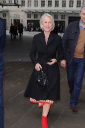 Helen Mirren Wearing Bright Red Heels - Leaving BBC Radio One in London