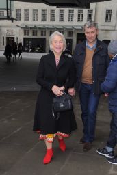 Helen Mirren Wearing Bright Red Heels - Leaving BBC Radio One in London