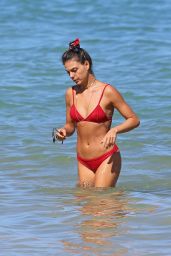 Isis Valverde in Red Bikini on the Beach in Hawaii