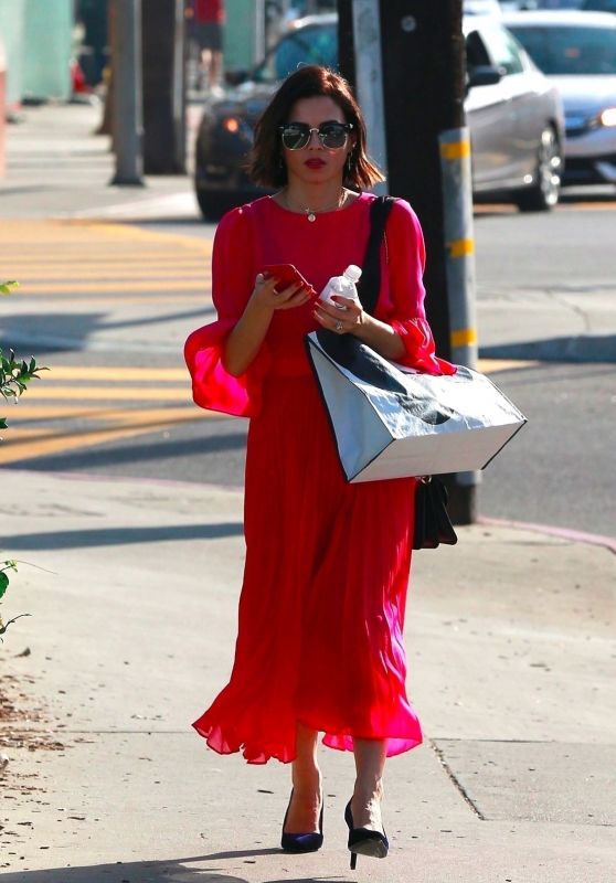 Jenna Dewan in a Bright Red Dress in Beverly Hills