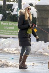 Jennifer Westfeldt is Walking Her Dog in Central Park in NYC