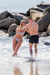 Jessica Shears and Fiance Dominic Lever at the Beach in Santa Monica