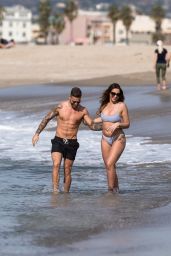 Jessica Shears and Fiance Dominic Lever at the Beach in Santa Monica