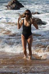 Kaitlyn Bristowe in a Black Swimsuit on the Beach in Hawaii