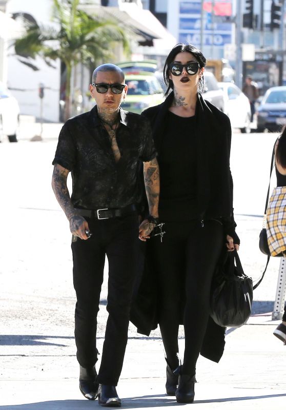 Kat Von D and Leafar Reyes at Vegan Hotspot Real Foods Daily in West Hollywood