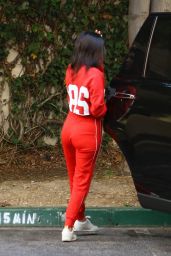 Kourtney Kardashian in a Red Tracksuit Out in Calabasas