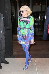 Lady Gaga in a Multicolored Dress - NYC 01/29/2018