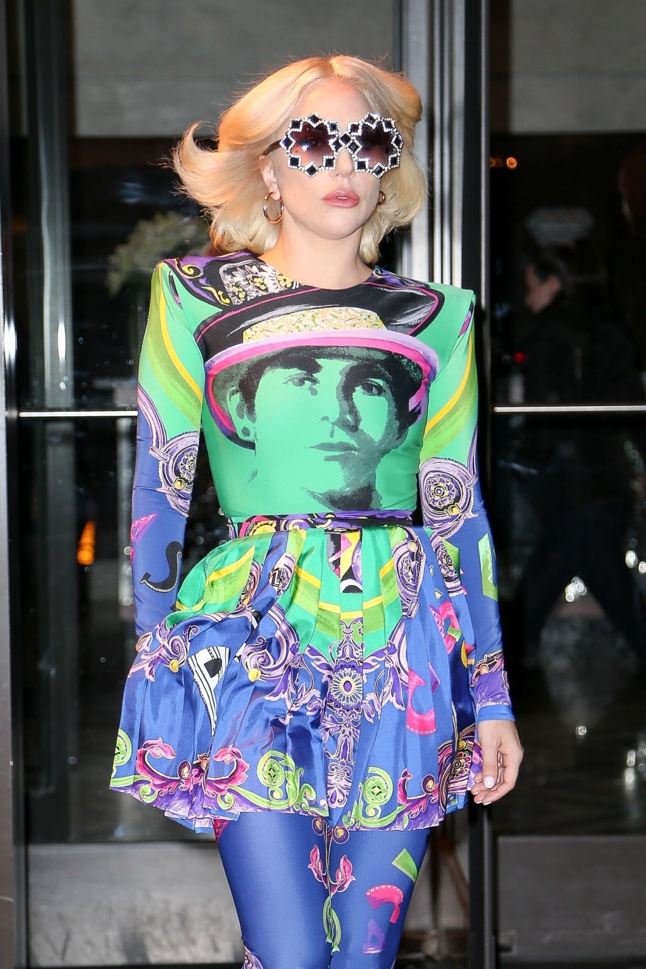 Lady Gaga in a Multicolored Dress - NYC 01/29/2018 • CelebMafia