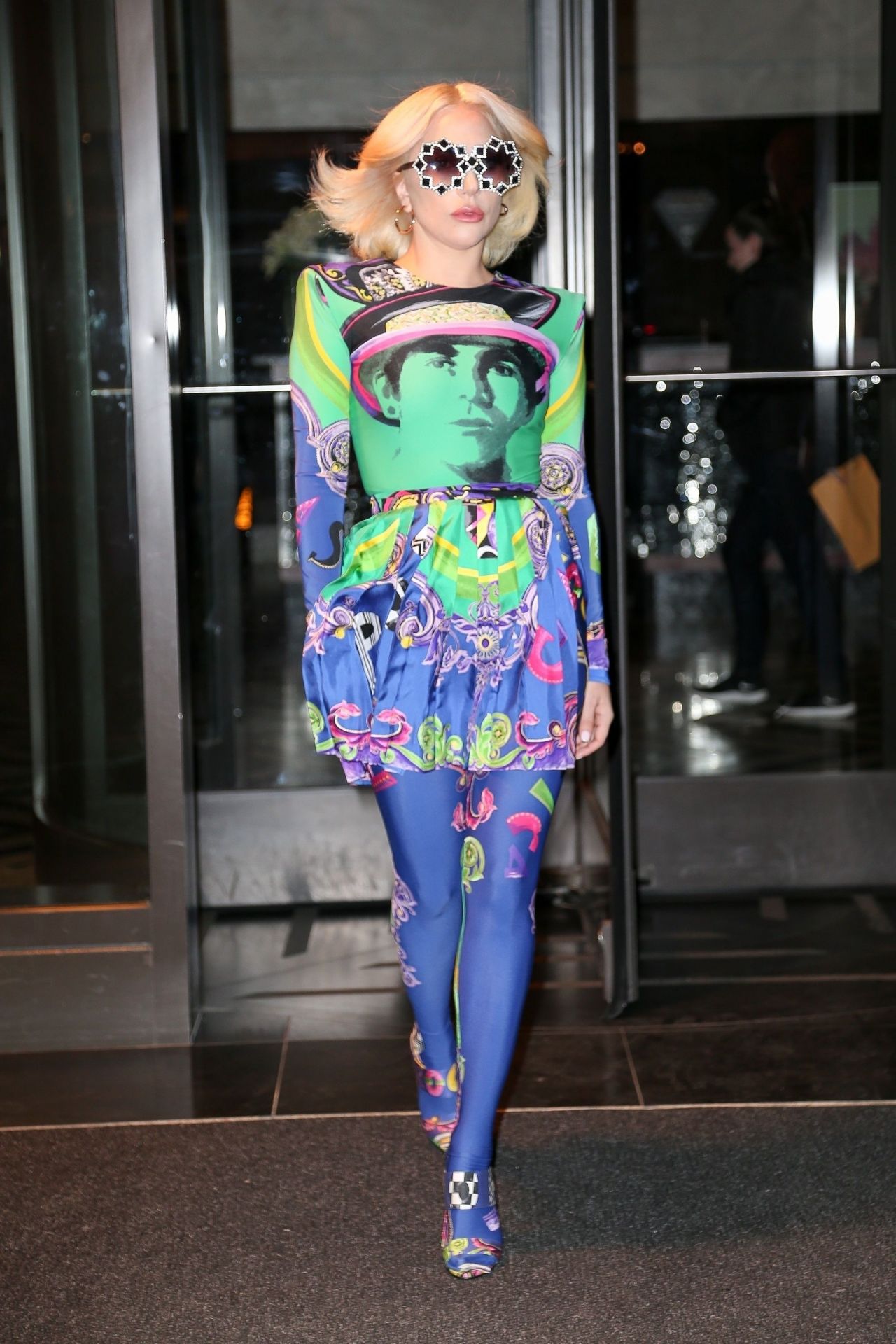Lady Gaga in a Multicolored Dress - NYC 01/29/2018 • CelebMafia