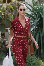 Lily Aldridge in a Red Dress - Shopping in West Hollywood 01/24/2018