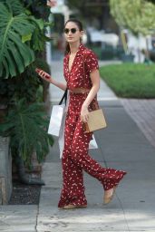 Lily Aldridge in a Red Dress - Shopping in West Hollywood 01/24/2018