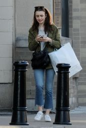 Lily Collins - Shopping On Her Day Off From Filming in Cincinnati 01/29/2018
